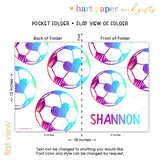 Rainbow Heart Soccer Ball Personalized 2-Pocket Folder