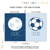 Blue Soccer Ball Personalized 2-Pocket Folder