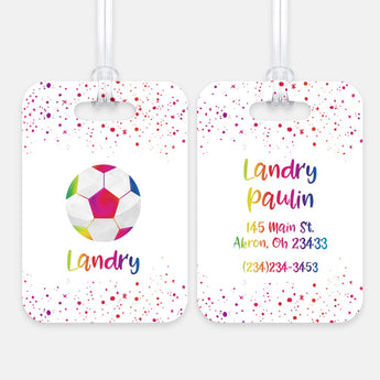 Rainbow Soccer Ball Luggage Bag Tag