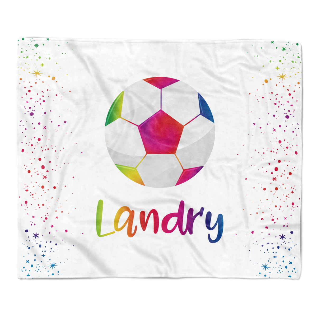 Soccer Ball Rainbow Minky Blanket Personalized Custom