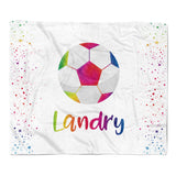 Soccer Ball Rainbow Minky Blanket Personalized Custom