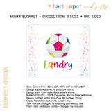 Soccer Ball Rainbow Minky Blanket Personalized Custom