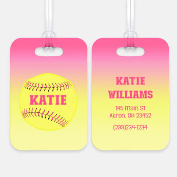 Softball Luggage Bag Tag