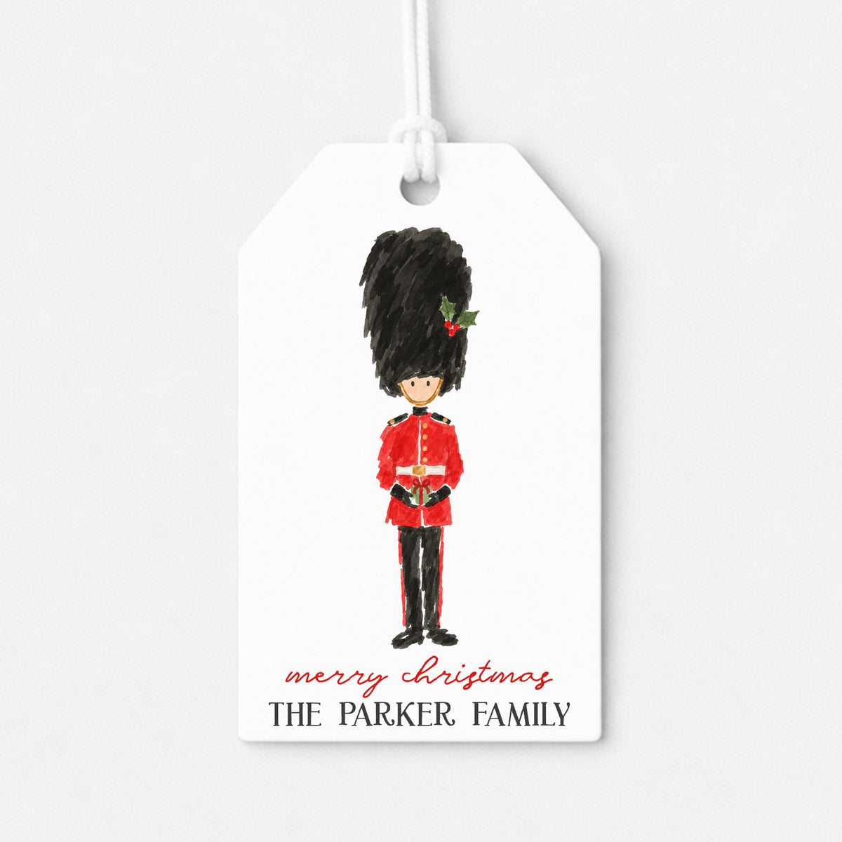 London Soldier Nutcracker Personalized Gift Tags • Christmas Holiday Gift Wrapping • Custom Family Name Tag • Gifts Whimsical