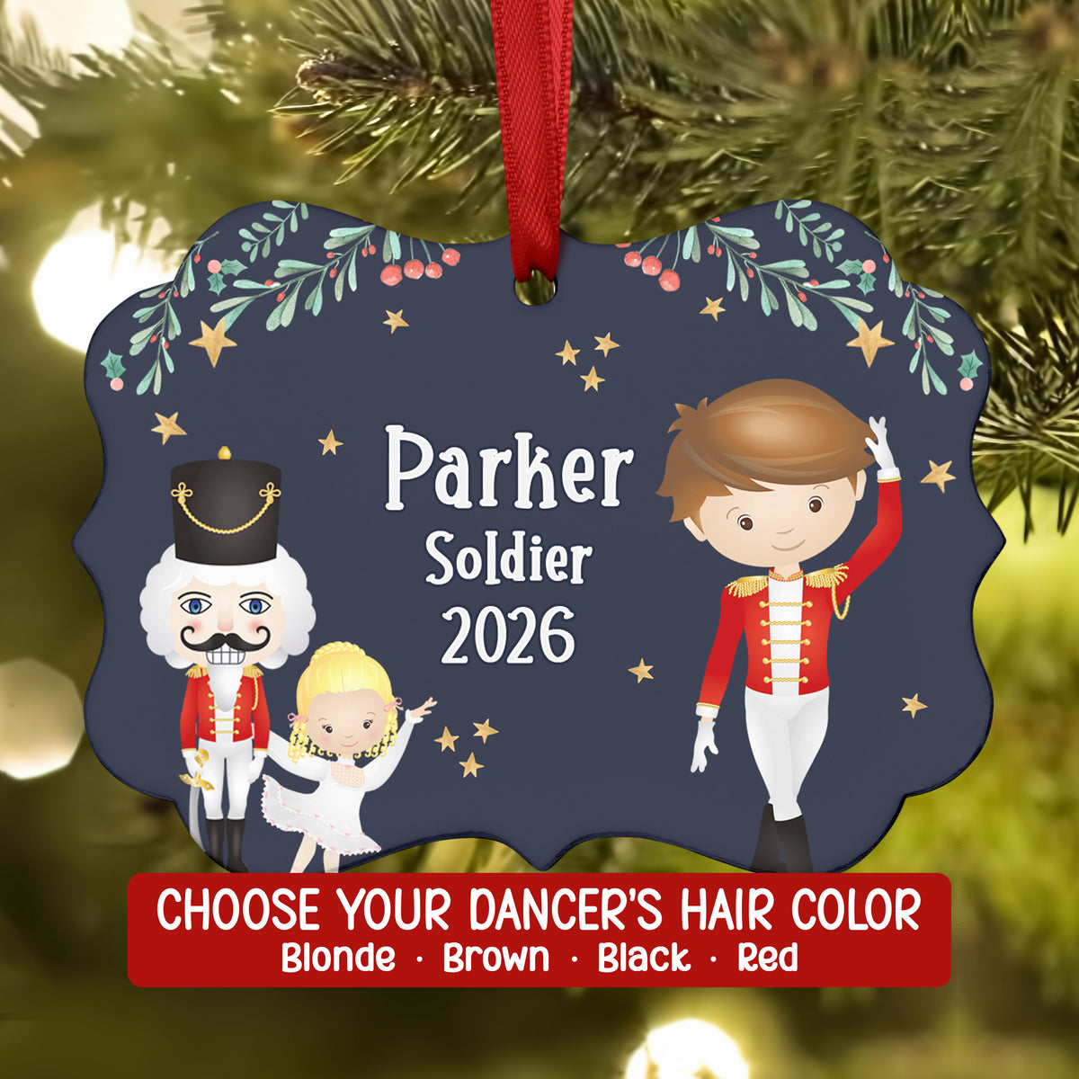 Soldier Red Toy Doll Lead Cannon • Nutcracker Christmas Ornament Personalized Custom Holiday Decor Gift Boy Girl Ballerina Ballet