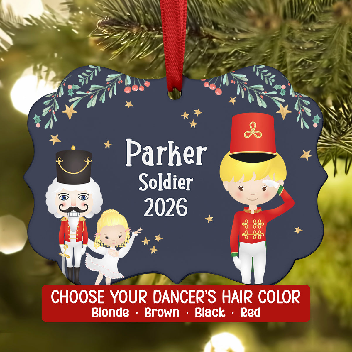 Soldier Red Toy Doll Lead Cannon • Nutcracker Christmas Ornament Personalized Custom Holiday Decor Gift Boy Girl Ballerina Ballet
