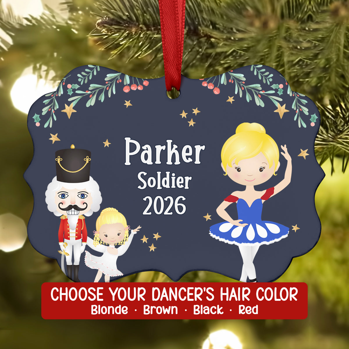 Soldier Red Blue Toy Doll Lead Cannon • Nutcracker Christmas Ornament Personalized Custom Holiday Decor Gift Boy Girl Ballerina Ballet