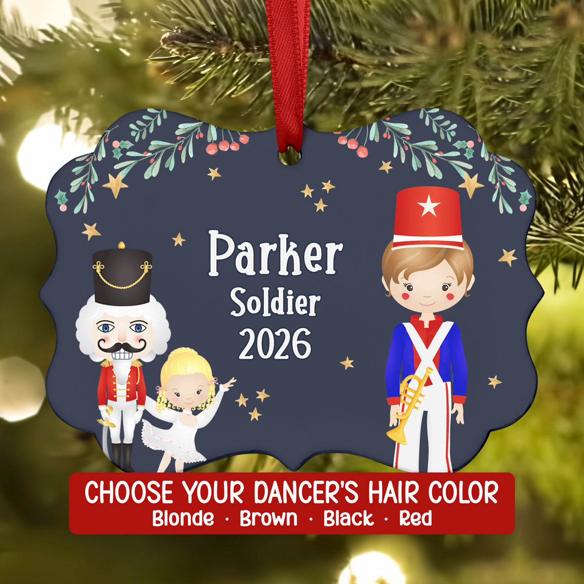 Soldier Trumpet Red Blue Toy Doll Lead Cannon • Nutcracker Christmas Ornament Personalized Custom Holiday Decor Gift Boy Girl Ballerina Ballet