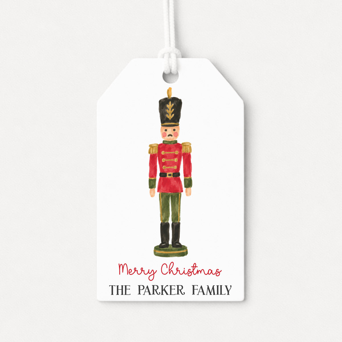 Toy Soldier Nutcracker Personalized Gift Tags • Christmas Holiday Gift Wrapping • Custom Family Name Tag • Gifts Whimsical