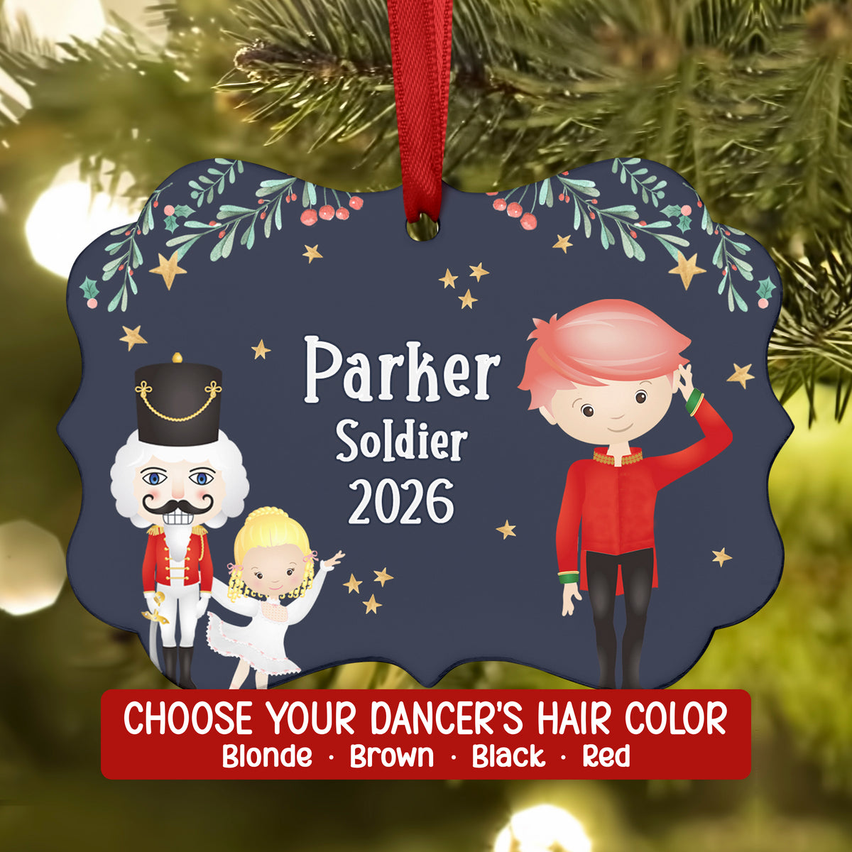 Party Boy Girl Teen Cavalier Hans Fritz Red • Nutcracker Christmas Ornament Personalized Custom Holiday Decor Gift Boy Girl Ballerina Ballet
