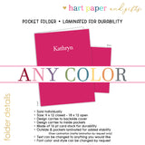 Solid COLOR Name Personalized 2-Pocket Folder