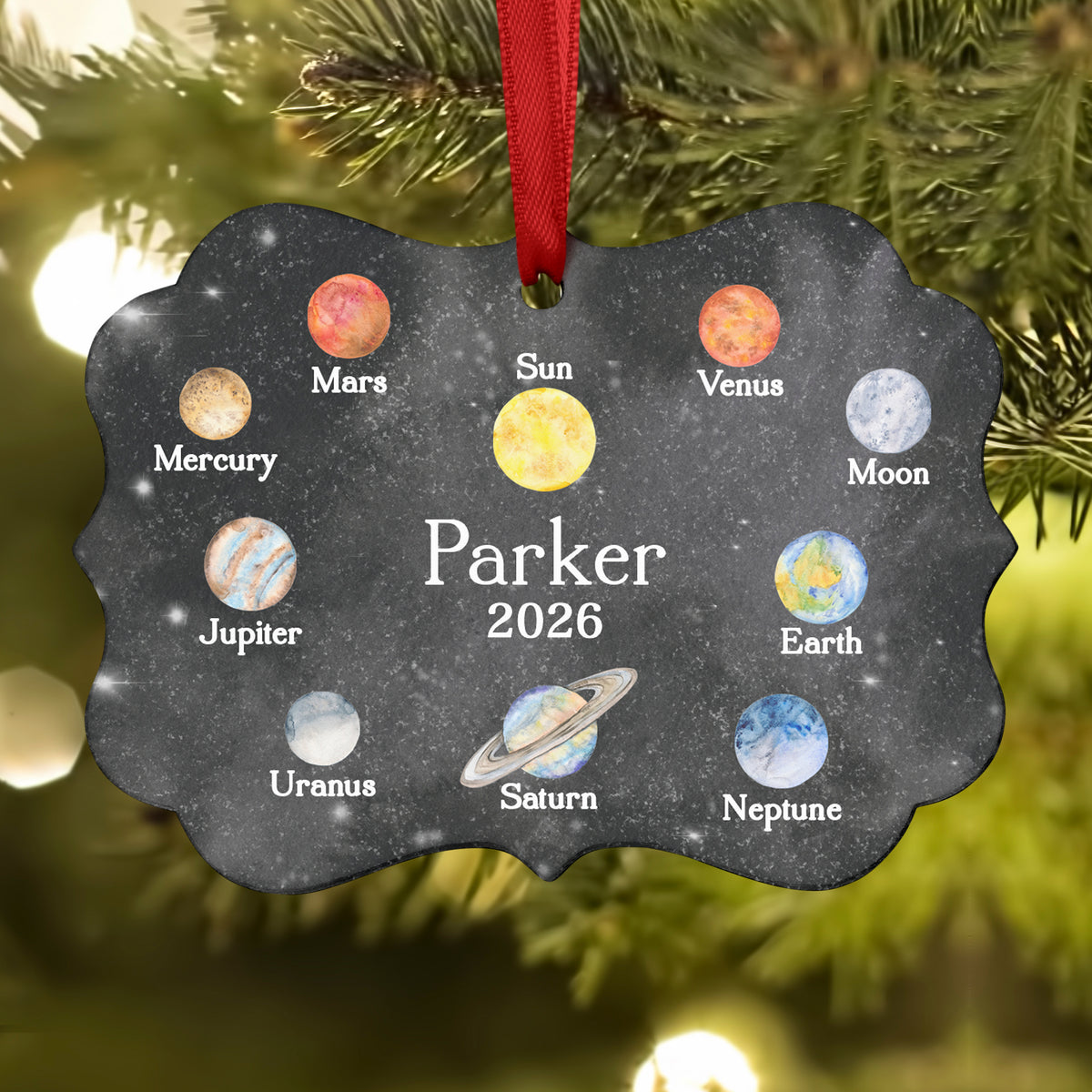 Planets Solar System Space Christmas Ornament • Personalized Custom Holiday • Gift