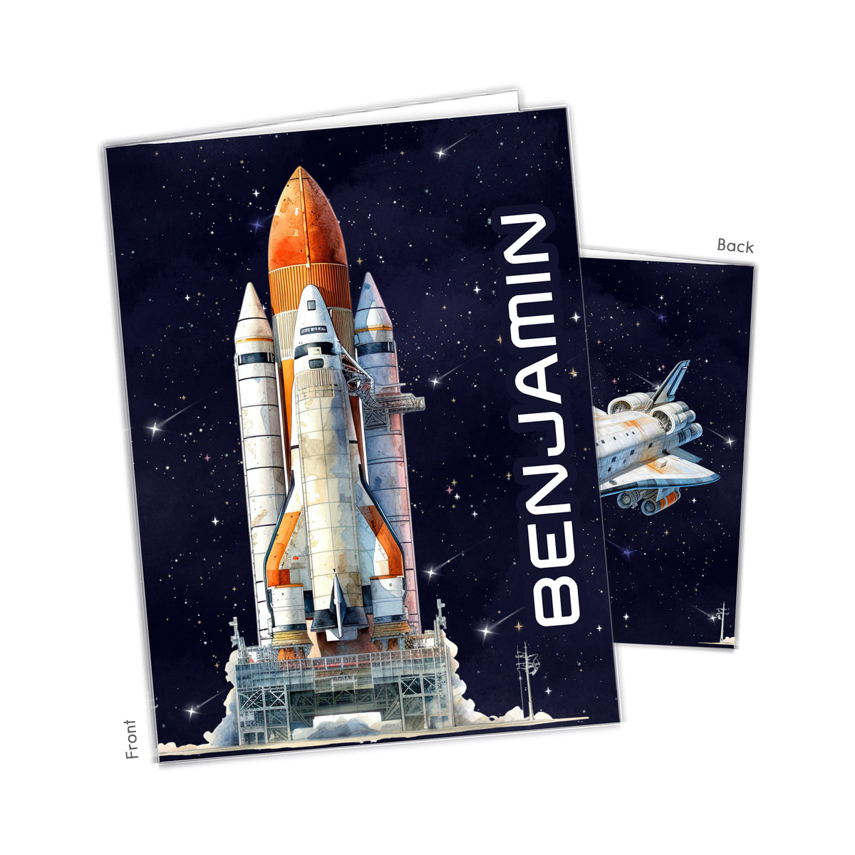 Rocket Ship Space Shuttle Personalized Custom 2-Pocket Folder • School Office Supplies