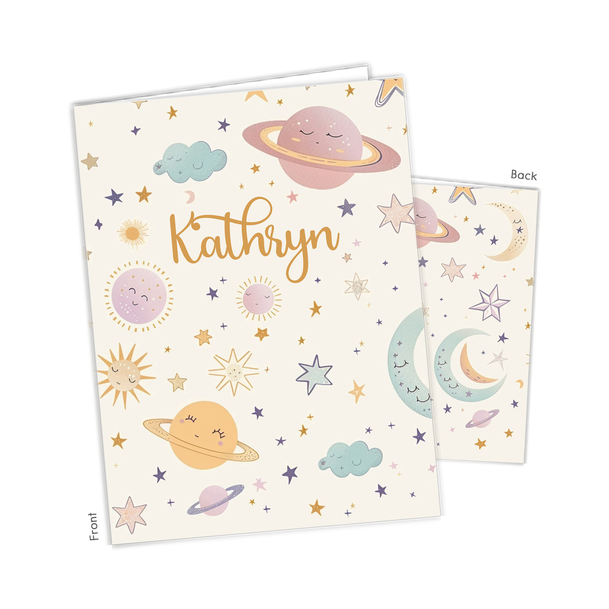 Space Planets Personalized Custom 2-Pocket Folder • School Office Supplies