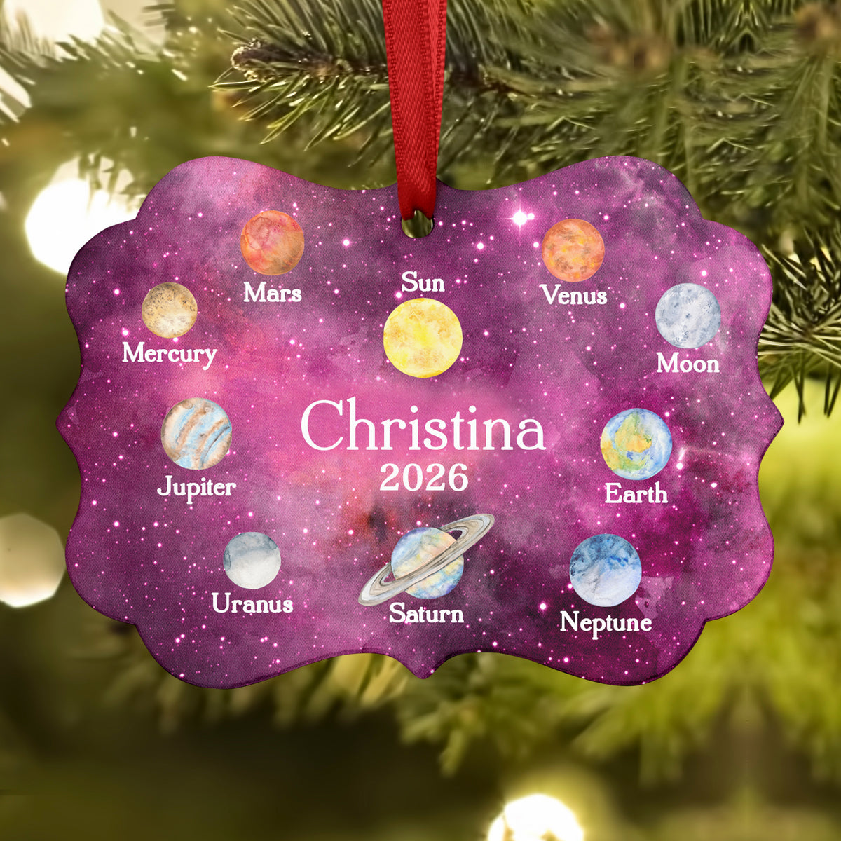 Planets Solar System Space Christmas Ornament • Personalized Custom Holiday • Gift