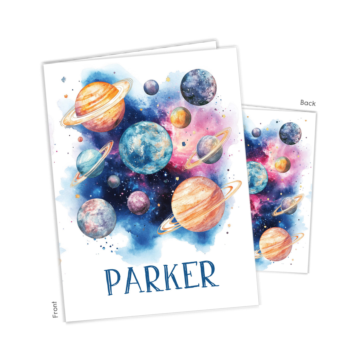 Rainbow Planets Personalized Custom 2-Pocket Folder • School Office Supplies