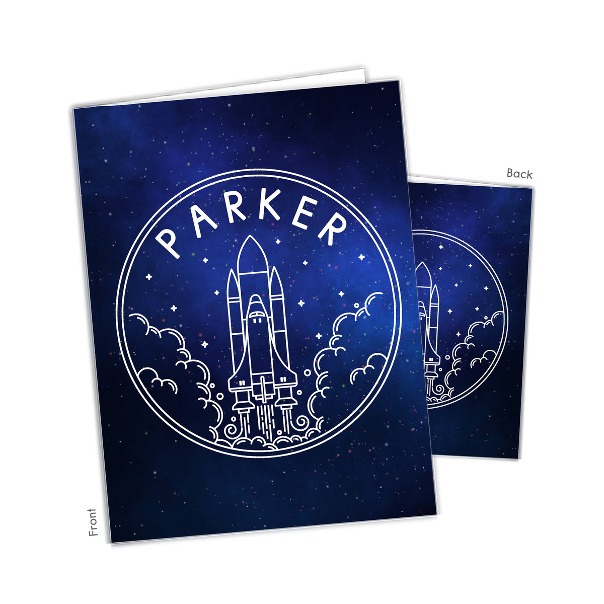 Rocket Ship Personalized Custom 2-Pocket Folder • School Office Supplies