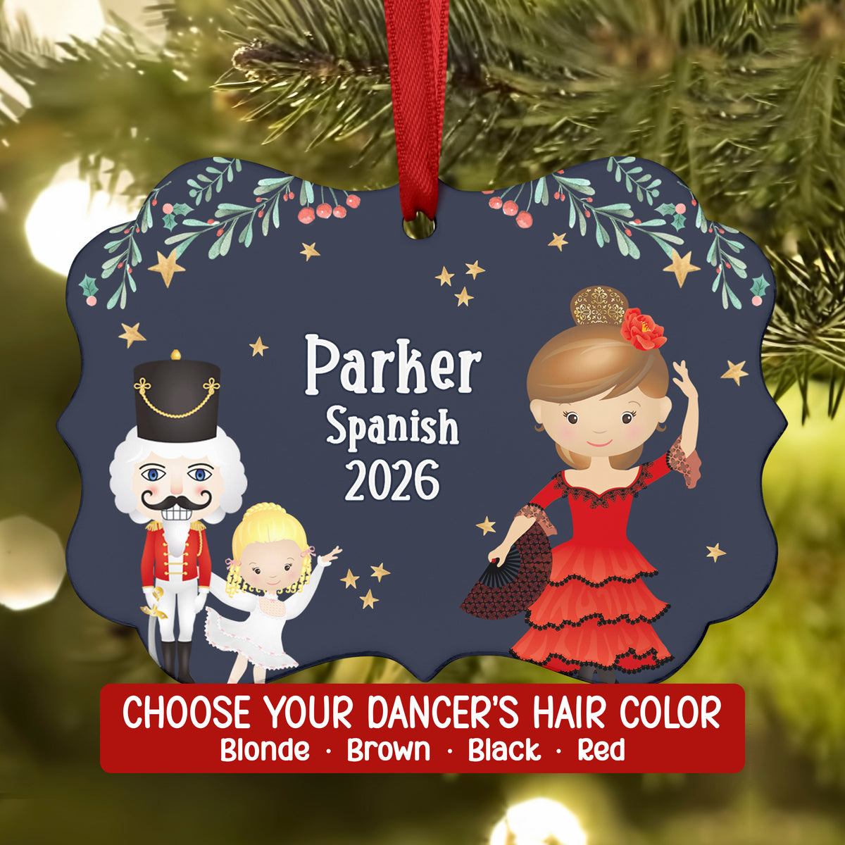 Spanish Hot Chocolate Corps Lead Dancer • Nutcracker Christmas Ornament Personalized Custom Holiday Decor Gift Boy Girl Ballerina Ballet