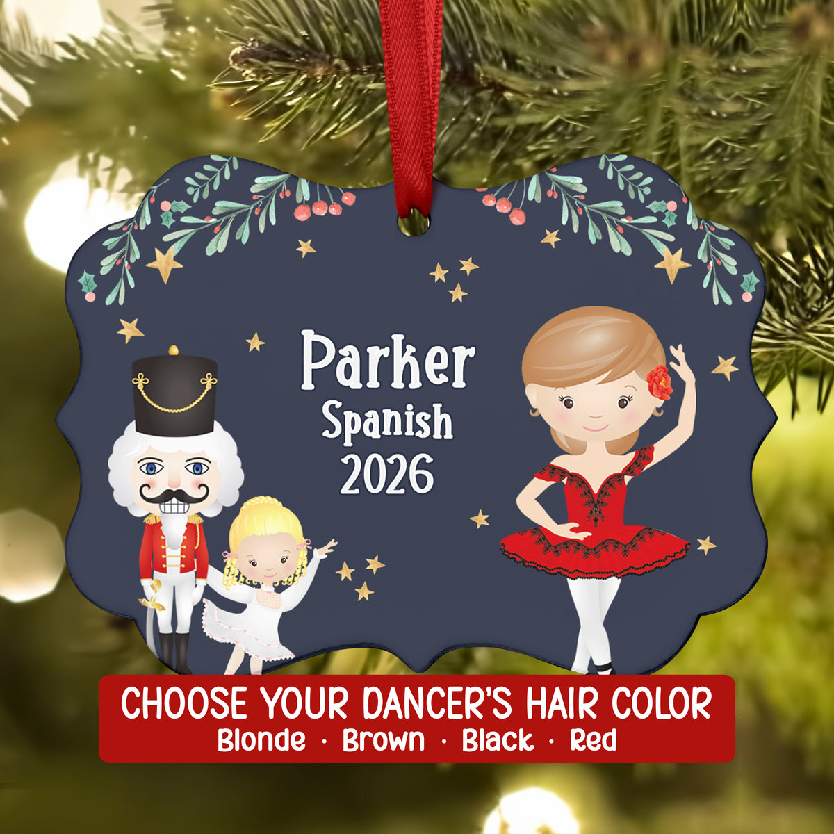 Spanish Hot Chocolate Corps Lead Dancer • Nutcracker Christmas Ornament Personalized Custom Holiday Decor Gift Boy Girl Ballerina Ballet
