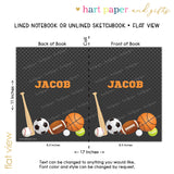Sports Balls Personalized Notebook or Sketchbook