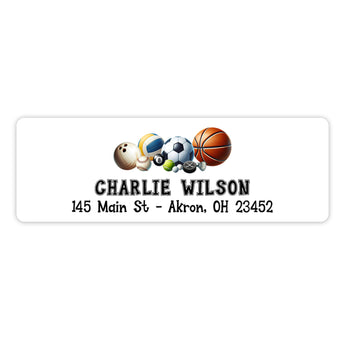 Sports Balls Return Address Labels • Self Adhesive Stickers