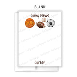 Sports Summer Camp Camping Note Cards Stationery • Fill in Blank, Lined or Blank Cards