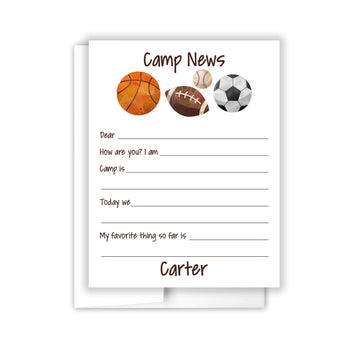 Sports Summer Camp Camping Note Cards Stationery • Fill in Blank, Lined or Blank Cards