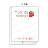 Strawberry Thank You Note Card Stationery • Fill in Blank, Lined or Blank Cards