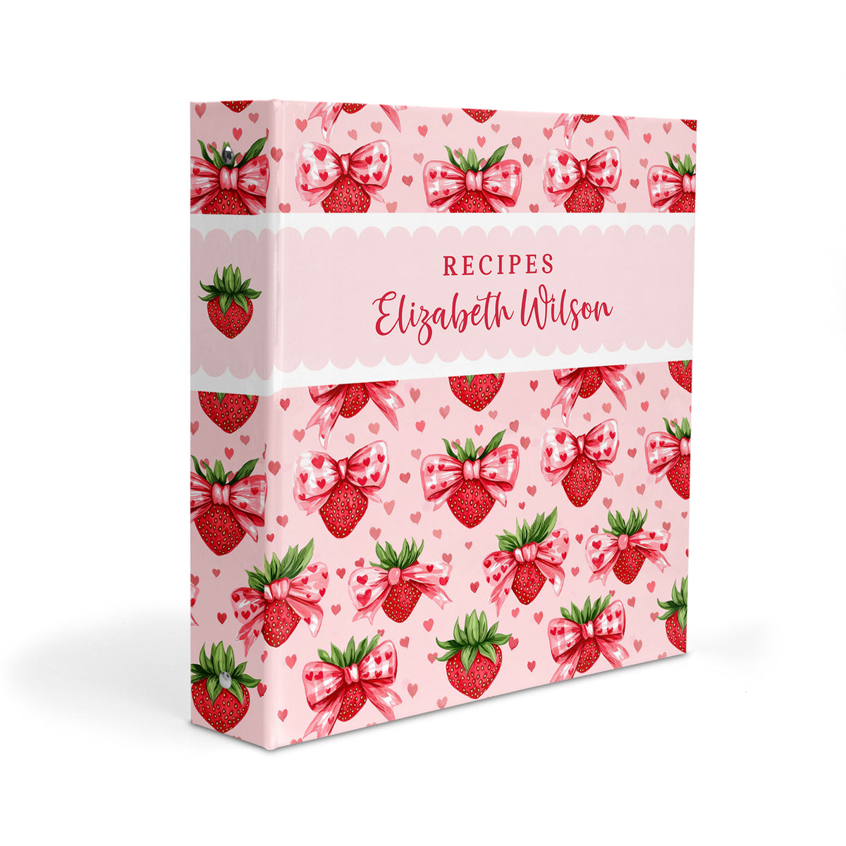 Strawberry Personalized Custom 2" 3 Ring Recipe Book Binder
