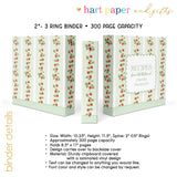 Strawberry Personalized 2" 3 Ring Recipe Book Binder