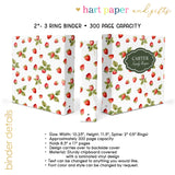 Strawberry Personalized 2" 3 Ring Recipe Book Binder