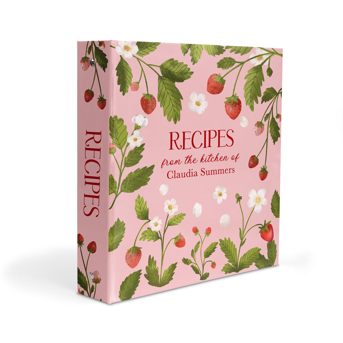 Strawberry Personalized Custom 2" 3 Ring Recipe Book Binder