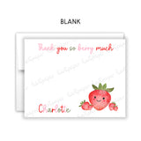 Strawberry Thank You Note Card Stationery • Fill in Blank, Lined or Blank Cards