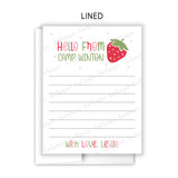 Strawberry Summer Camp Camping Note Cards Stationery • Fill in Blank, Lined or Blank Cards