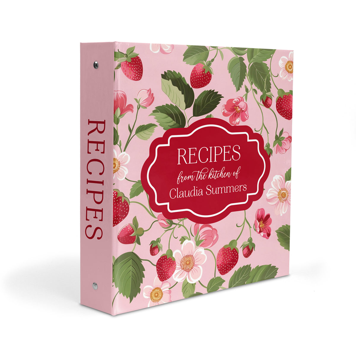 Strawberry Personalized Custom 2" 3 Ring Recipe Book Binder