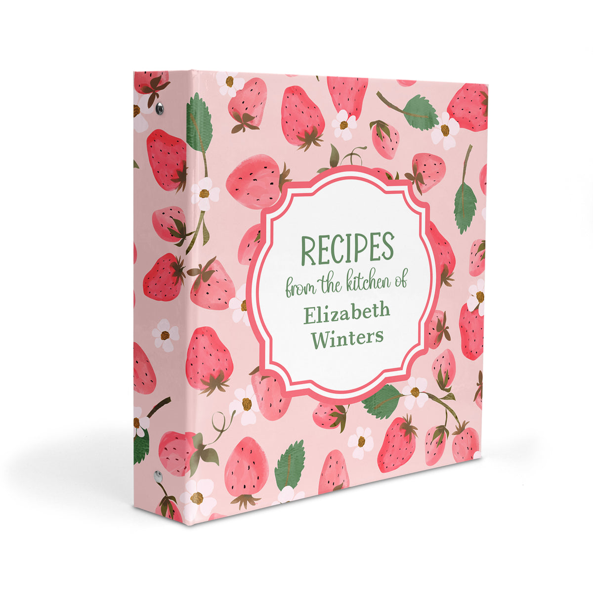Strawberry Personalized Custom 2" 3 Ring Recipe Book Binder