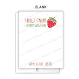 Strawberry Summer Camp Camping Note Cards Stationery • Fill in Blank, Lined or Blank Cards