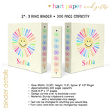 Sun Rainbow Personalized 2" 3 Ring Binder
