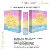 Sun Rainbow Personalized 2" 3 Ring Binder