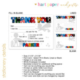 Superhero Thank You Note Card Stationery • Fill in Blank, Lined or Blank Cards