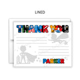 Superhero Thank You Note Card Stationery • Fill in Blank, Lined or Blank Cards