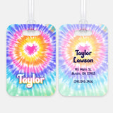 Tie Dye Heart Rainbow Luggage Bag Tag