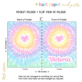 Pastel Rainbow Heart Tie Dye Personalized 2-Pocket Folder