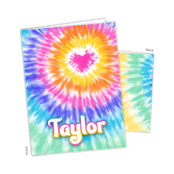 Rainbow Heart Tie Dye Personalized 2-Pocket Folder