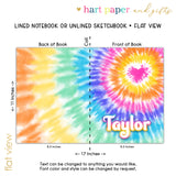 Tie Dye Heart Rainbow Personalized Notebook or Sketchbook