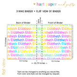 Rainbow Repeat Name Personalized 2" 3 Ring Binder