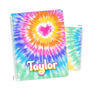 Tie Dye Heart Rainbow Personalized Notebook or Sketchbook