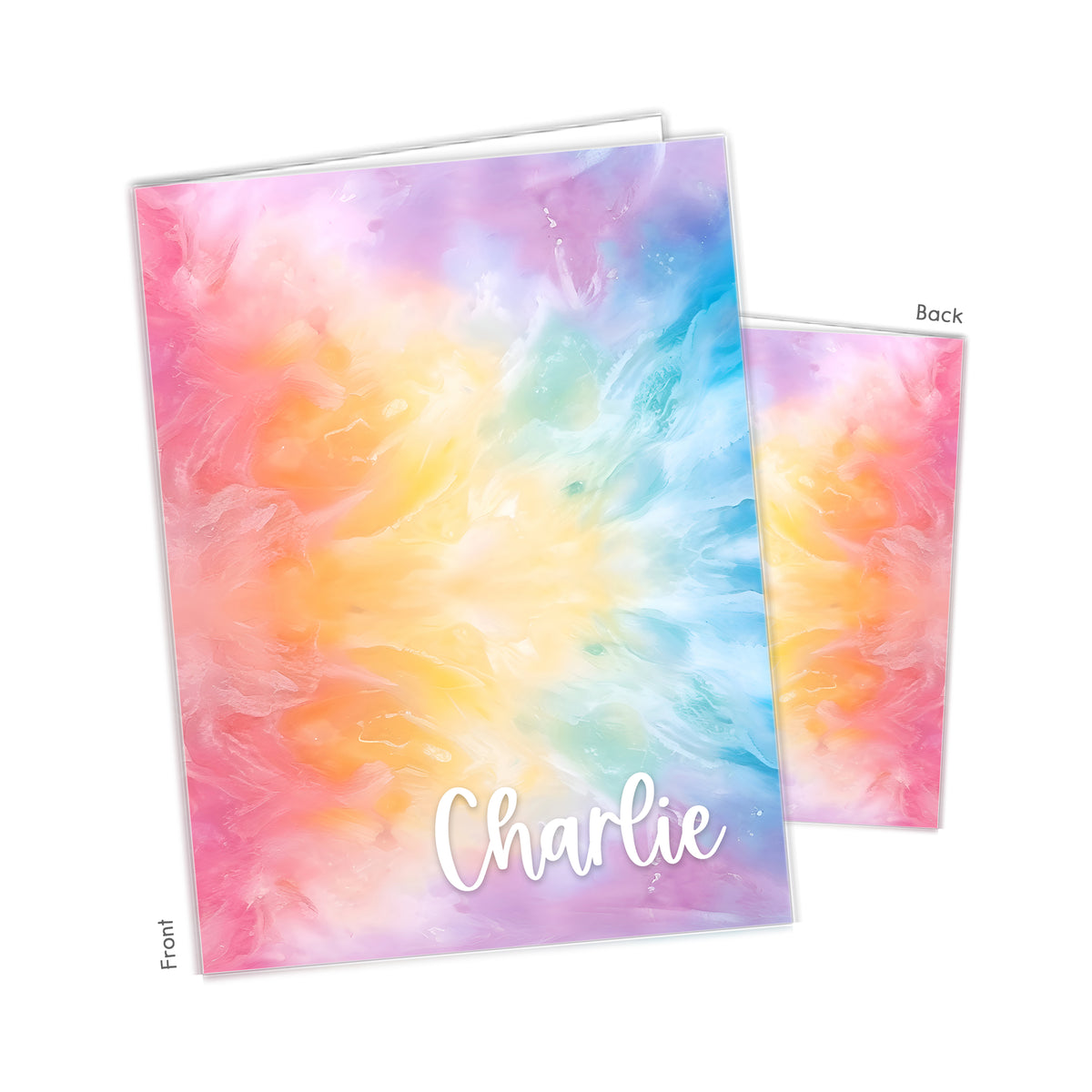 Rainbow Tie Dye Personalized Custom 2-Pocket Folder • School Office Supplies