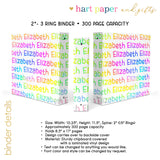Rainbow Repeat Name Personalized 2" 3 Ring Binder
