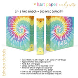Rainbow Tie Dye Personalized 2" 3 Ring Binder